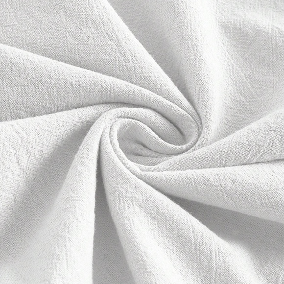 White 100% Cotton Elastic Waist Wide Pants with Drawstring Ties Pockets Long - Picture 9 of 10